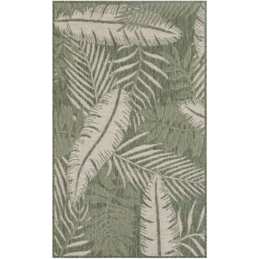 NOURISON NEW golden oasis tropical leaf flatware indoor/outdoor area rug -3x5